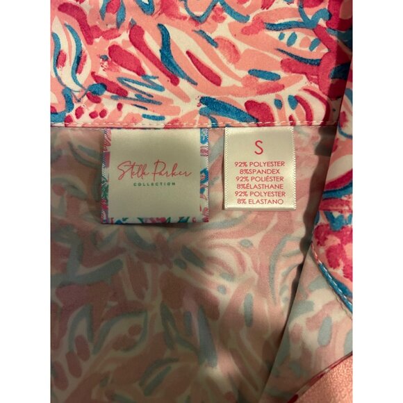 STELLA PARKER Pink Floral Top Women's Sz S Activewear 1/4 Zip Shirt Long Sleeve - Picture 11 of 11